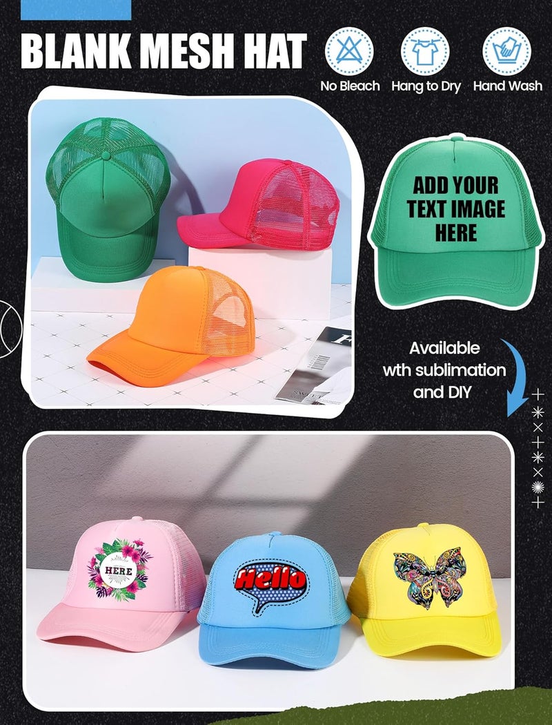 Tarpop 10 Pcs Sublimation Blank Trucker Hats Bulk Mesh Baseball Cap Polyester Mesh Trucker Hat for Men and Women - Image 5